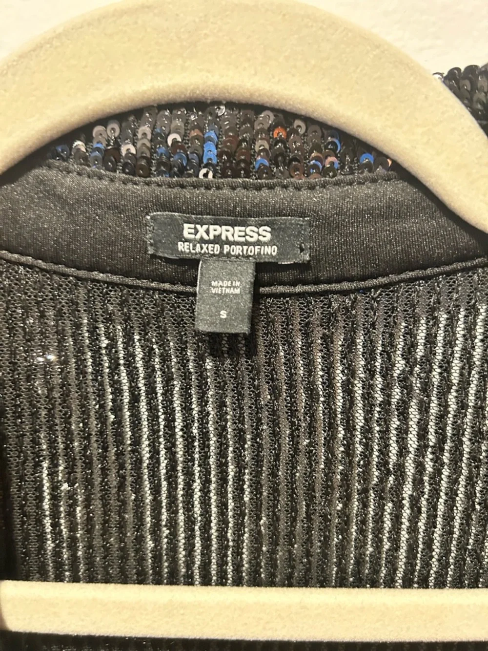 Express Black Sequined Ribbed button down shirt - Picture 4 of 8